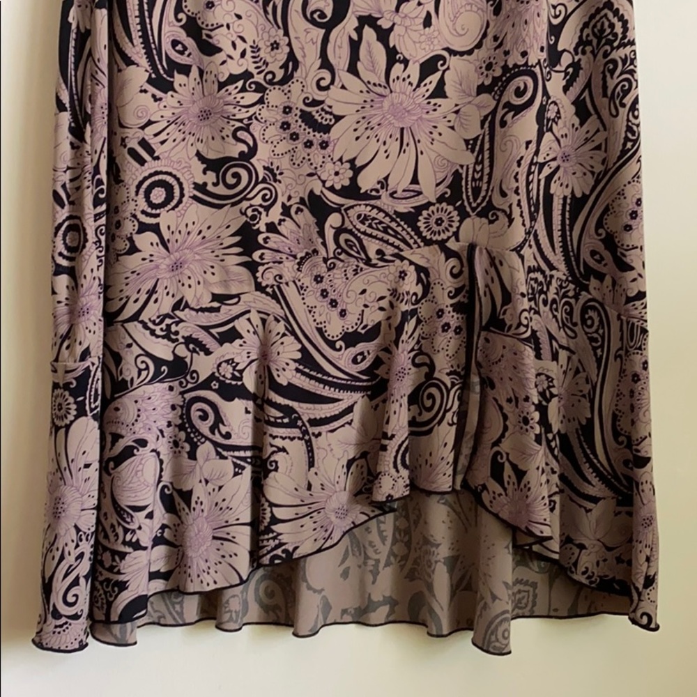 Gorgeous asymmetrical black, lilac, & tan skirt
